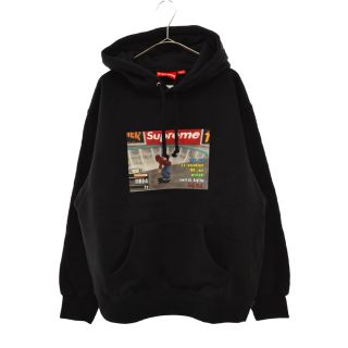 SUPREME シュプリーム × Thrasher Hooded Sweatshirt スラッシャー フロントプリント スウェットプルオーバーパーカー ブラック