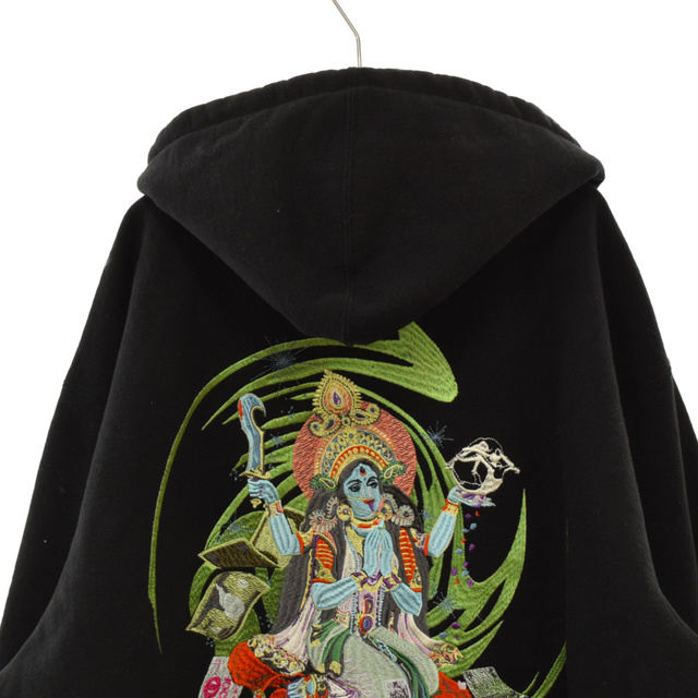 SUPREME シュプリーム 22AW Lakshmi Zip Up Hooded Sweatshirt バック刺繍ジップアッププルオーバーパーカー フーディ ブラック620センチ身幅