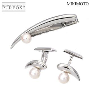 ミキモト(MIKIMOTO)のミキモト MIKIMOTO アコヤ真珠 7.3mm カフス タイピン 2点セット K18 WG ホワイトゴールド パール VLP 90137995(ネクタイピン)