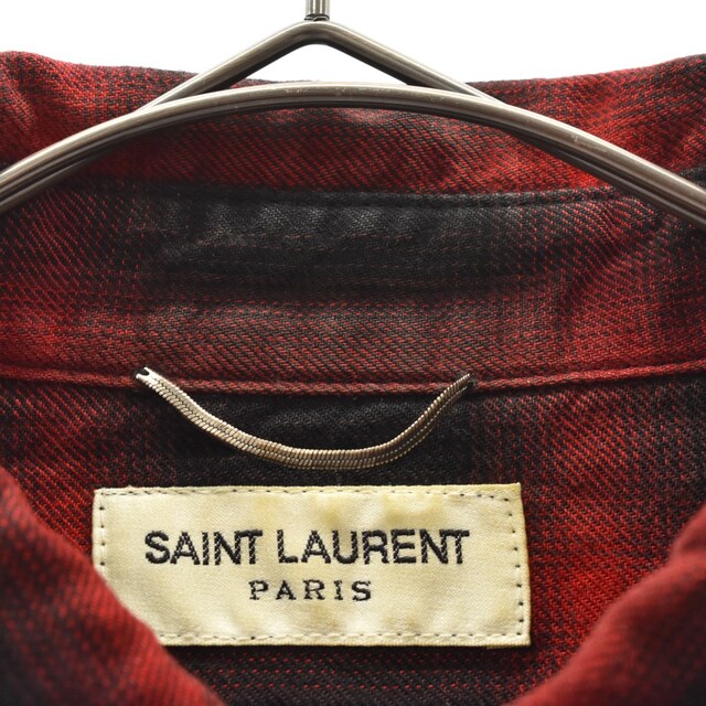 Saint Laurent(サンローラン)のSAINT LAURENT PARIS サンローランパリ 15AW 398063 Y952I チェック柄 ウエスタンシャツ 長袖シャツ レッド/ブラック メンズのトップス(シャツ)の商品写真