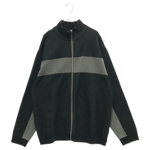 SUPREME シュプリーム 22AW 2-Tone Ribbed Zip Up Sweater バックロゴ 2トーンジップアップリブニットジャケット ブラック×グレー