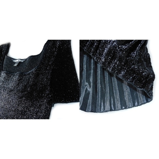 VIVIENNE TAM(ヴィヴィアンタム)のヴィヴィアンタム プリーツ ドレス ワンピース ひざ丈 スクエアネック 1 黒 レディースのワンピース(ひざ丈ワンピース)の商品写真