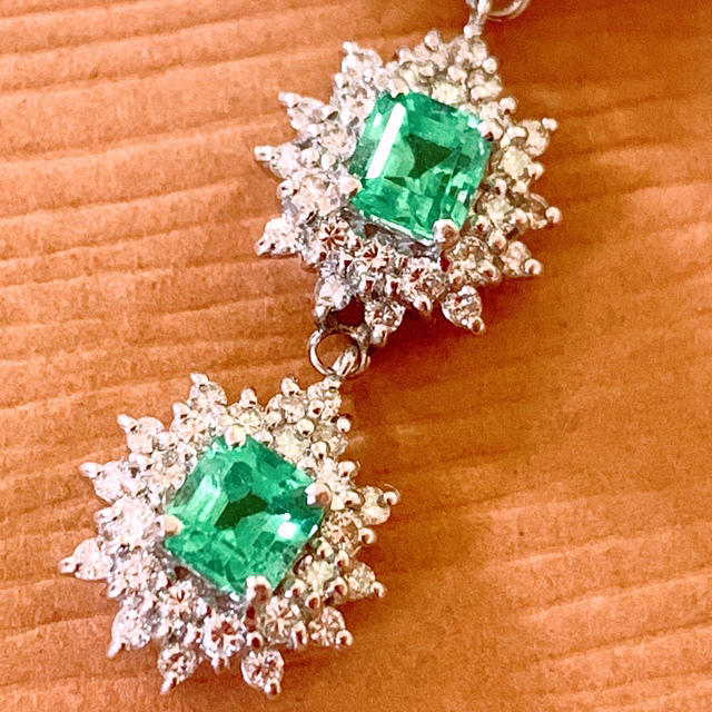 ジュエリーマキ❗️D0.70 &E0.86CT✨プラチナエメラルドダイヤネックレス-
