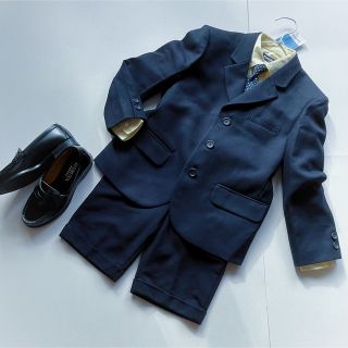 ファミリア(familiar)の美品 familiar☆フォ－マルス－ツ 濃紺ジャケット パンツ シャツ☆130(ドレス/フォーマル)