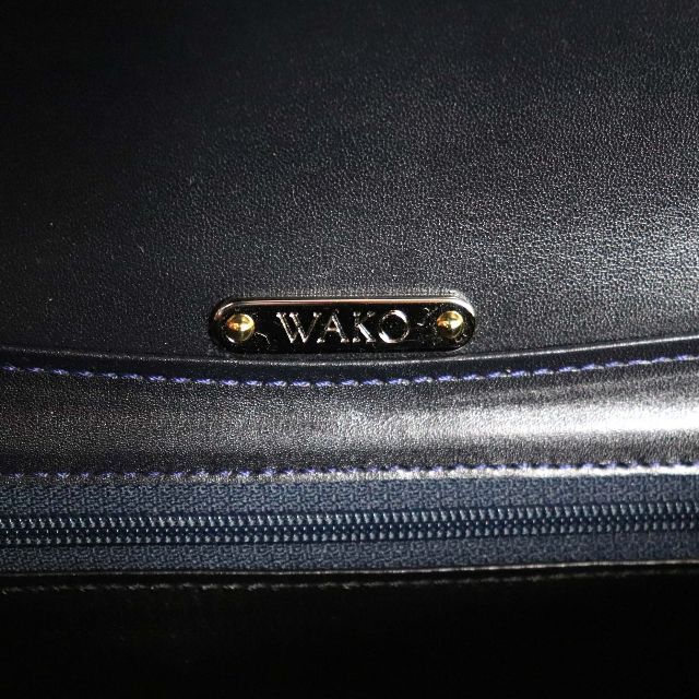 美品 WAKO 銀座和光 レザー ハンド バッグ フォーマル ダークネイビー レディースのバッグ(ハンドバッグ)の商品写真
