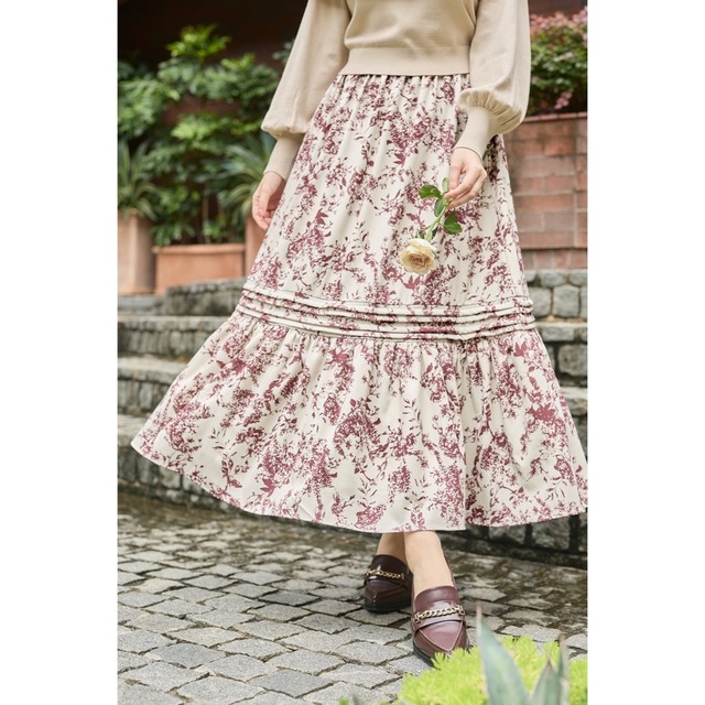 Autumn Botanical Printed Skirtロングスカート