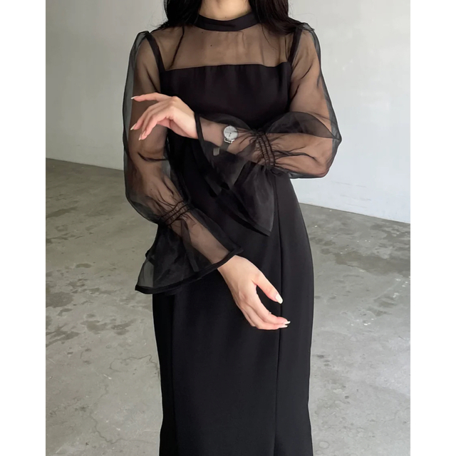 OHOTORO(オオトロ)のnairo スタンドカラーマーメイドドレス ブラック レディースのワンピース(ロングワンピース/マキシワンピース)の商品写真