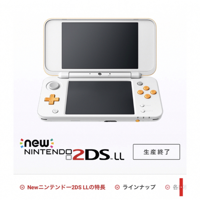 Newニンテンドー2DS LL ホワイト×オレンジ 充電器セット