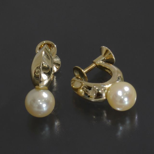 ミキモト MIKIMOTO ゴールデン パール 7mm イヤリング K18YG