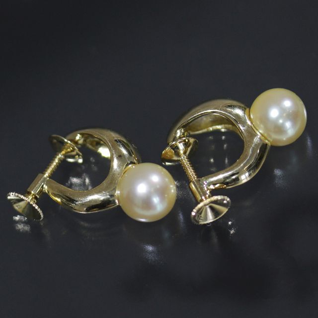 MIKIMOTO(ミキモト)のミキモト MIKIMOTO ゴールデン パール 7mm イヤリング K18YG レディースのアクセサリー(イヤリング)の商品写真