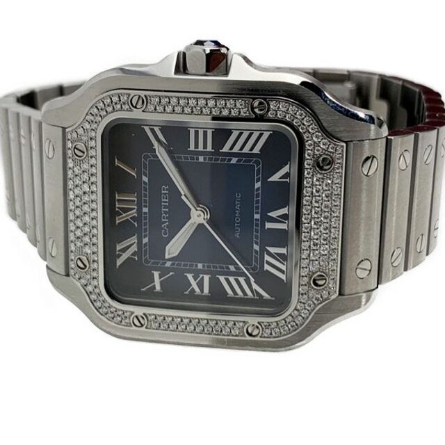 【保証書付】カルティエ サントス100 LM ダイヤ SS メンズ 腕時計 CARTIER 時計