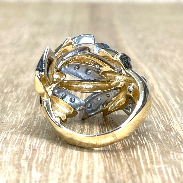 豪華!K18/Pt900 ダイヤ デザイン リング 11.22g M1198 - リング(指輪)