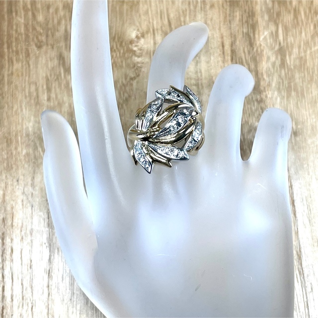 豪華!K18/Pt900 ダイヤ デザイン リング 11.22g M1198 - リング(指輪)
