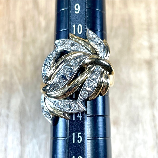 豪華!K18/Pt900 ダイヤ デザイン リング 11.22g M1198 - リング(指輪)