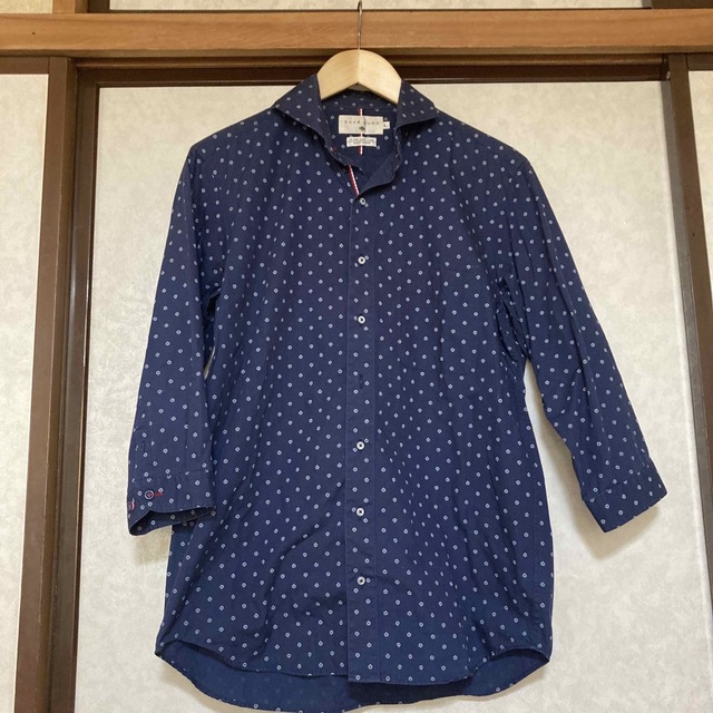 【CAFE SOHO】春 ネイビー 七分袖 シャツ Lサイズ 綿100％ メンズのトップス(シャツ)の商品写真