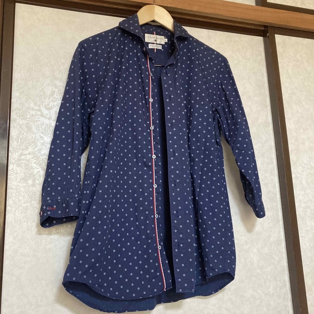 【CAFE SOHO】春 ネイビー 七分袖 シャツ Lサイズ 綿100％ メンズのトップス(シャツ)の商品写真