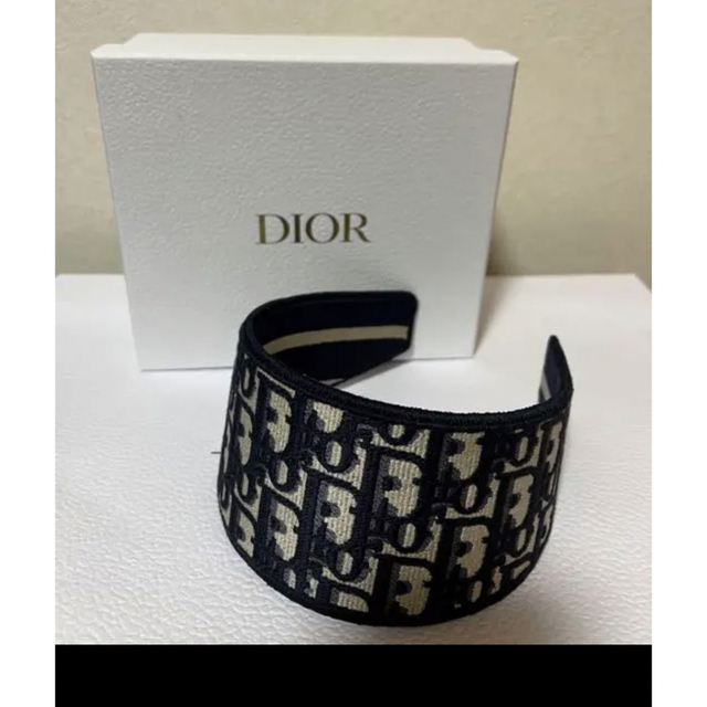 ディオール Dior ヘッドバンド 12DFＷ986Ｘ134 Flowers ヘアアクセサリー カチューシャ コットン ブルー 未使用