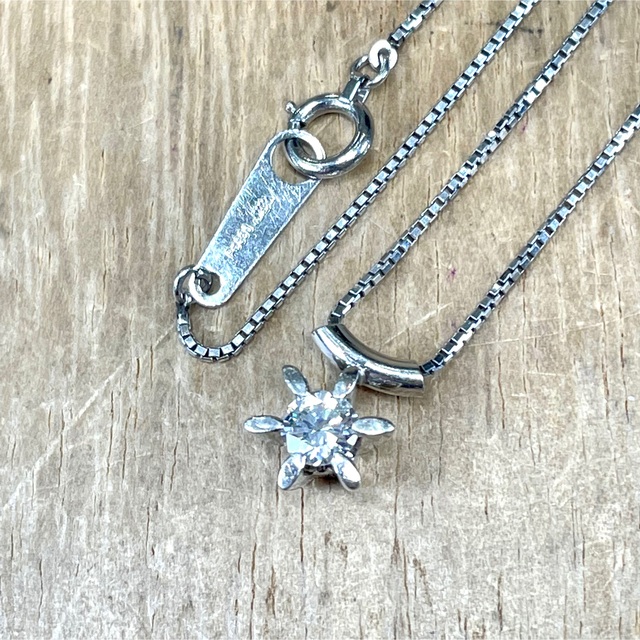 照り輝き良し!Pt850 一粒ダイヤ ネックレス 3.26g M1202-
