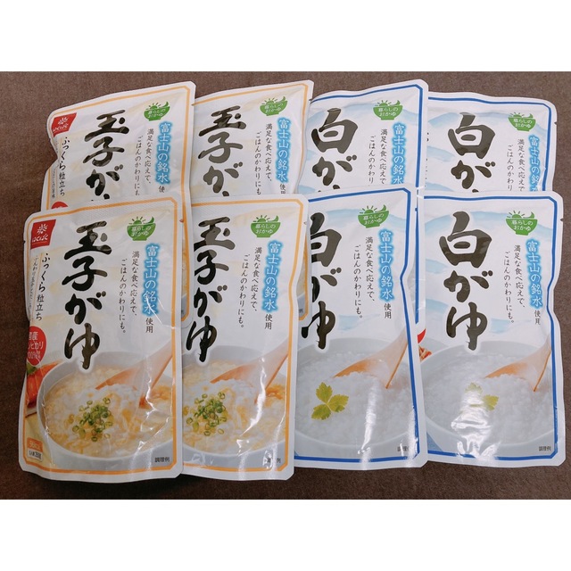 グリコ(グリコ)のはくばく 白がゆ×4  玉子がゆ×4 +親子丼 食品/飲料/酒の加工食品(レトルト食品)の商品写真