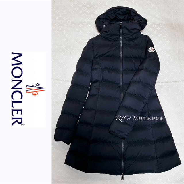 豪華ラッピング無料 MONCLER TG0 ブラック ロングダウンコート GIE
