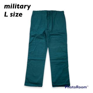 ミリタリー(MILITARY)のヴィンテージ　ミリタリー　ワークパンツ　ズボン　緑色　男女兼用　Lサイズ(ワークパンツ/カーゴパンツ)