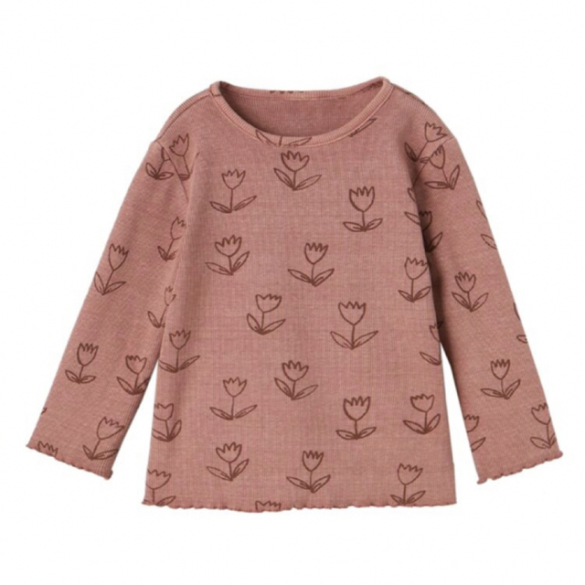 ZARA KIDS(ザラキッズ)のZARA Baby ザラベイビー  花柄　リブ長袖Tシャツ　女の子　74 キッズ/ベビー/マタニティのベビー服(~85cm)(Ｔシャツ)の商品写真