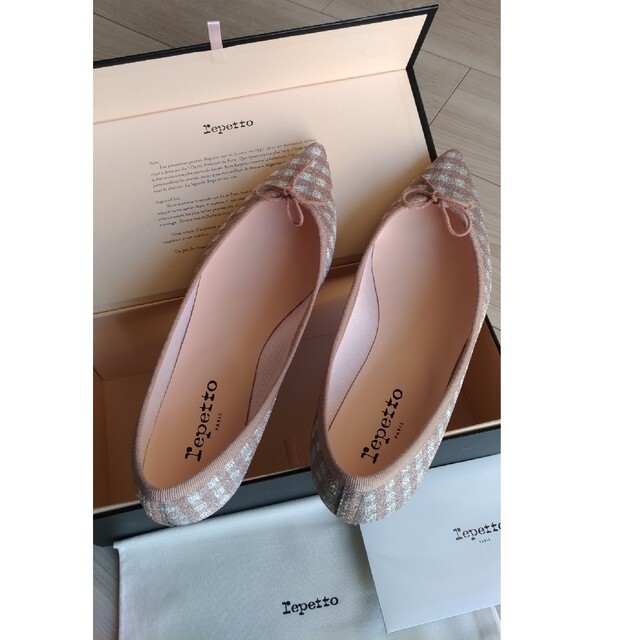 repetto(レペット)の新品　レペット 38.5 (24cm) ギンガムチェック キラキラのラメ レディースの靴/シューズ(バレエシューズ)の商品写真