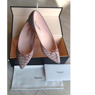 レペット(repetto)の新品　レペット 38.5 (24cm) ギンガムチェック キラキラのラメ(バレエシューズ)