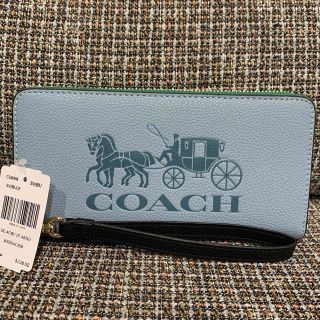 コーチ(COACH)の訳あり　5889   コーチ　長財布　ブルー　コーチ　馬車(財布)