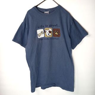 ギルタン(GILDAN)のギルダン　クルーネック　プリントTシャツ　半袖　企業ロゴ　くすみブルー　S(Tシャツ/カットソー(半袖/袖なし))