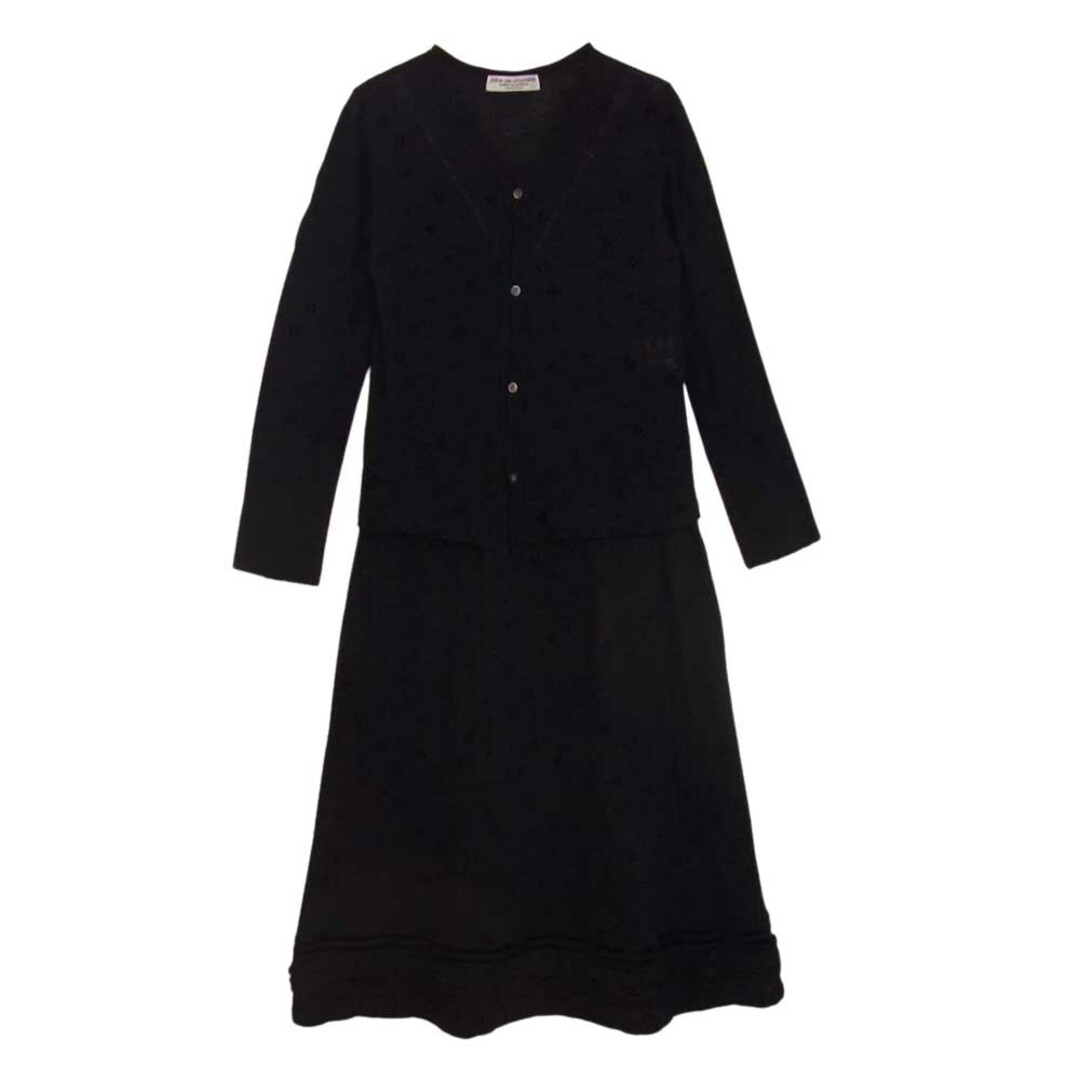 robe de chambre COMME des GARCONS ローブドシャンブルコムデギャルソン AD2000 RO-040270 花柄フロッキープリント ウールニット ワンピース ブラック系 サイズ表記無約35cm着丈