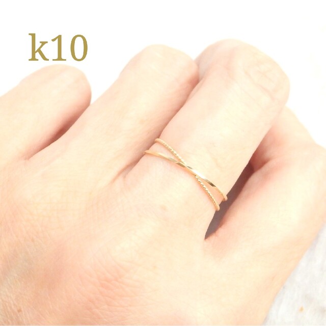 moca様専用　k10リング　2連リング　10金　10k　華奢　指輪 レディースのアクセサリー(リング(指輪))の商品写真