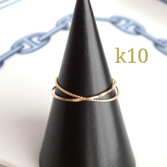 moca様専用　k10リング　2連リング　10金　10k　華奢　指輪 レディースのアクセサリー(リング(指輪))の商品写真