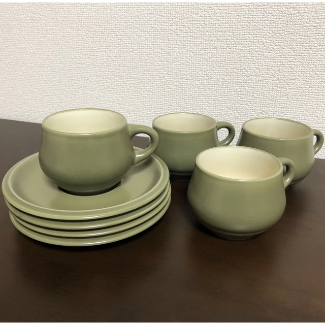 Noritake(ノリタケ)の㊗️sale☕︎Noritakeカップ&ソーサー ４点セット　グリーン　ノリタケ インテリア/住まい/日用品のキッチン/食器(グラス/カップ)の商品写真