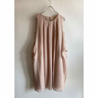 最終価格！ギャザーシフォンワンピース　ピンクベージュ　セレモニー　オケージョン