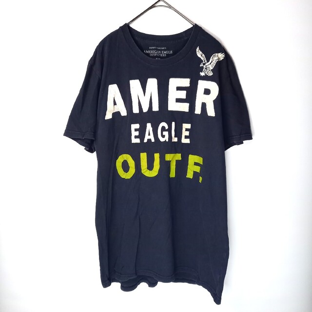 American Eagle(アメリカンイーグル)のアメリカンイーグル　クルーネック　プリントTシャツ　ビッグロゴ　ブラック　M メンズのトップス(Tシャツ/カットソー(半袖/袖なし))の商品写真