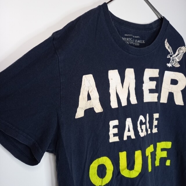 American Eagle(アメリカンイーグル)のアメリカンイーグル　クルーネック　プリントTシャツ　ビッグロゴ　ブラック　M メンズのトップス(Tシャツ/カットソー(半袖/袖なし))の商品写真