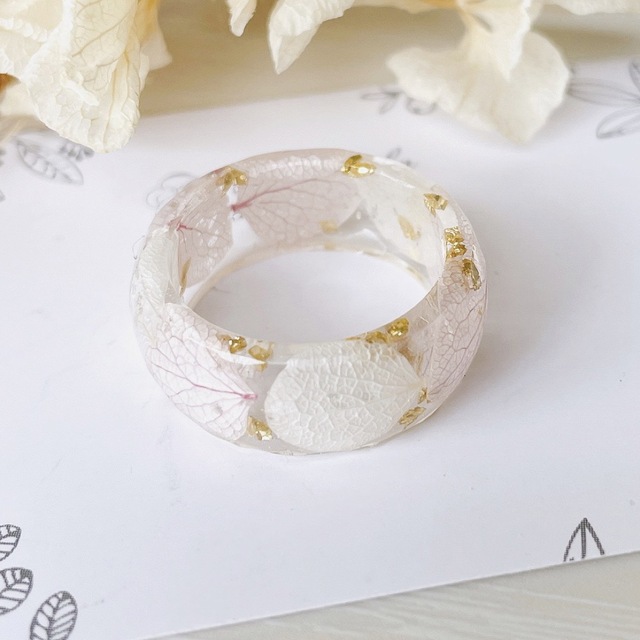 レジンリング　指輪　リング　紫陽花　ピンク　大人可愛い　15号 ハンドメイドのアクセサリー(リング)の商品写真