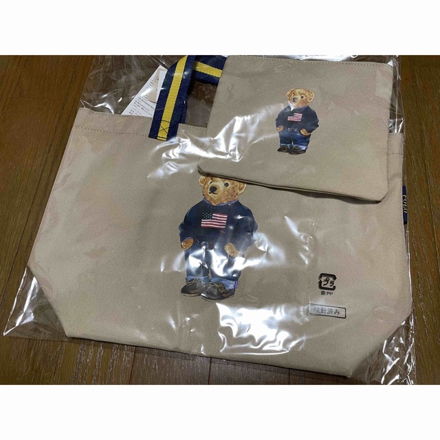 POLO RALPH LAUREN(ポロラルフローレン)のラルフローレン　ポロベア　ポーチ付きトートバッグ　エコバッグ　ベージュ レディースのバッグ(トートバッグ)の商品写真