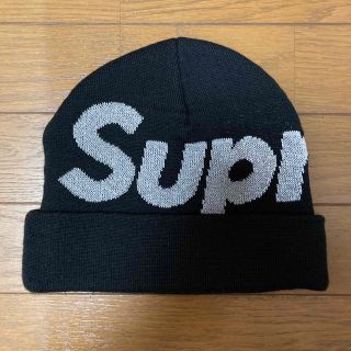 シュプリーム(Supreme)のSupreme Reflective Big Logo Beanie Black(ニット帽/ビーニー)