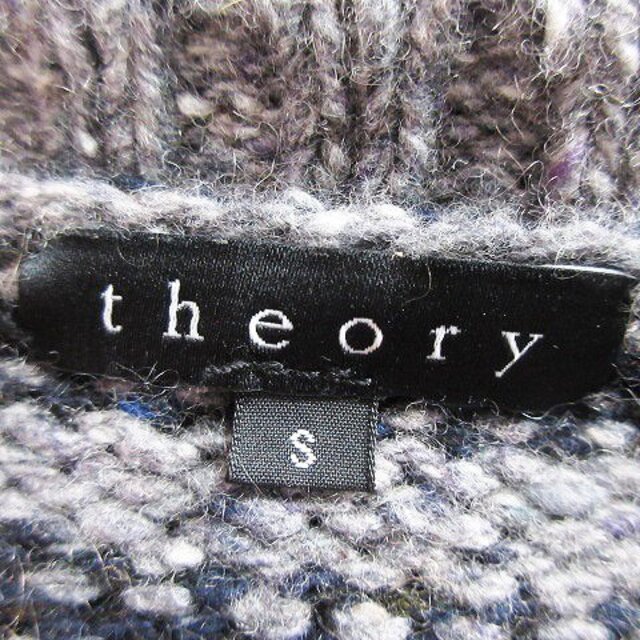 theory(セオリー)のセオリー ニットワンピース ミニ 半袖 カシミヤ混 ボーダー S グレー レディースのワンピース(ミニワンピース)の商品写真