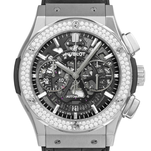 高級素材使用ブランド HUBLOT - アエロフュージョン チタニウム ダイヤモンド Ref.525.NX.0170.LR.1104 中古品 メンズ 腕時計 腕時計(アナログ)