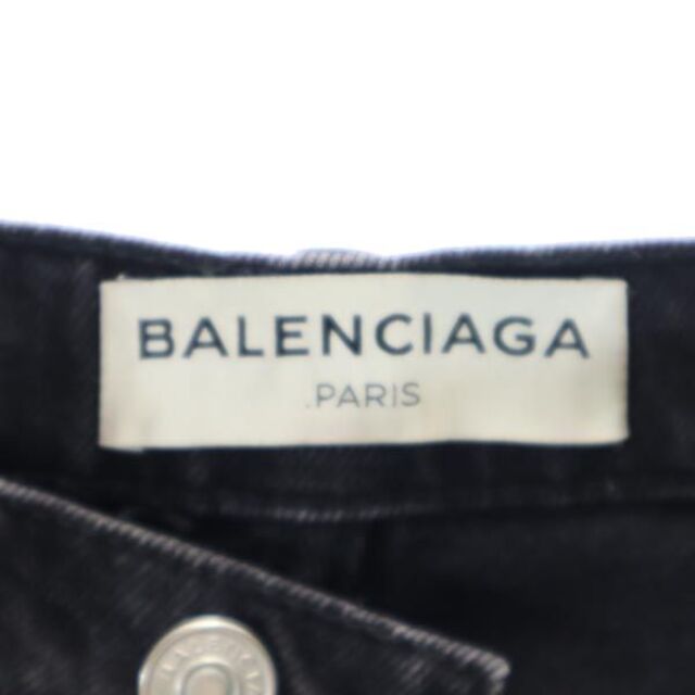 バレンシアガ イタリア製 ボタンフライ デニムパンツ 34 ブラック系 BALENCIAGA クロップド レディース   【230209】