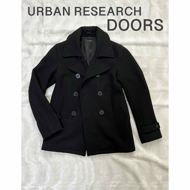 URBAN RESEARCH DOORS(アーバンリサーチドアーズ)の【URBAN RESEARCH DOORS】ブラックコート ウール90% M メンズのジャケット/アウター(ピーコート)の商品写真