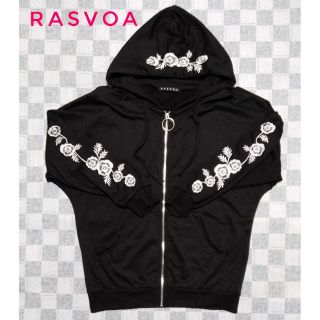 ラスボア(RASVOA)のRASVOA/ラスボア　刺繍入りジップパーカー ブラック☆(パーカー)