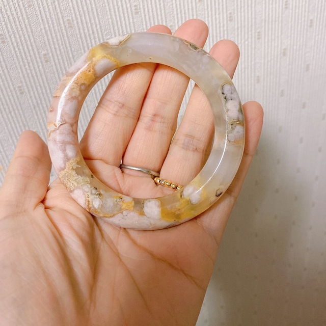 天然石チェリーブロッサムアゲート(桜瑪瑙)バングル 天然石チェリーブロッサムアゲート(桜瑪瑙)バングル