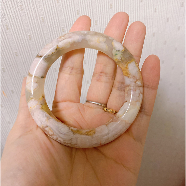 天然石チェリーブロッサムアゲート(桜瑪瑙)バングル 天然石チェリーブロッサムアゲート(桜瑪瑙)バングル