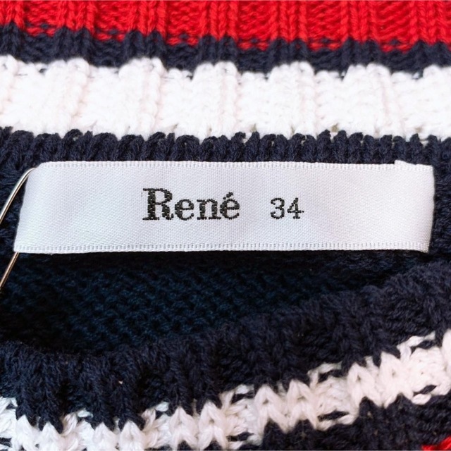 新品✨】Rene ルネ パールボタン付きチュニック 紺×赤×白 34 7号 先着