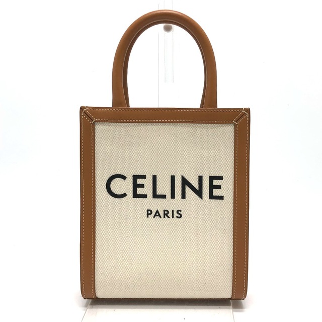 セリーヌ CELINE バーティカルカバ ミニ ロゴ 2WAY ショルダーバッグ キャンバス/レザー ベージュ