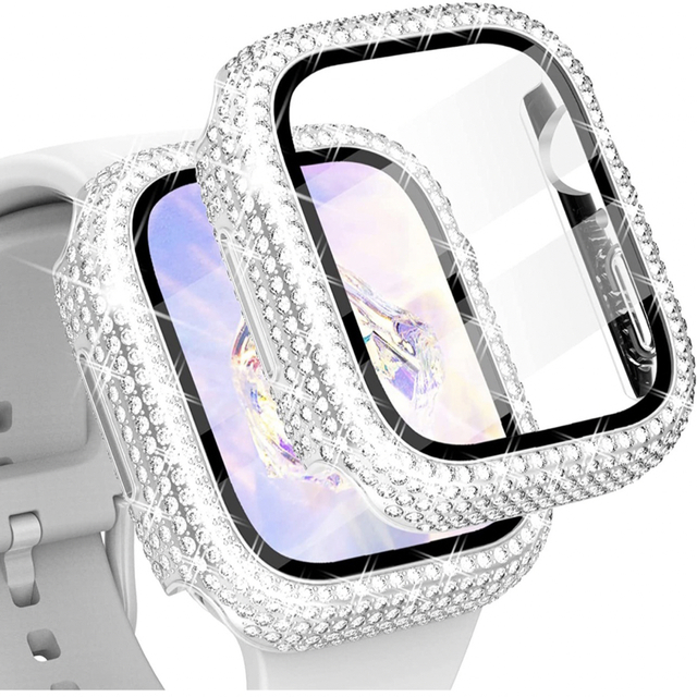 国内即発送国内即発送AppleWatch カバー ラインストーン 45mm クリア